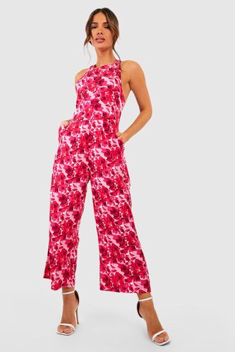 Womens Floral Print Culotte Jumpsuit - - 10 - boohoo - Modalova