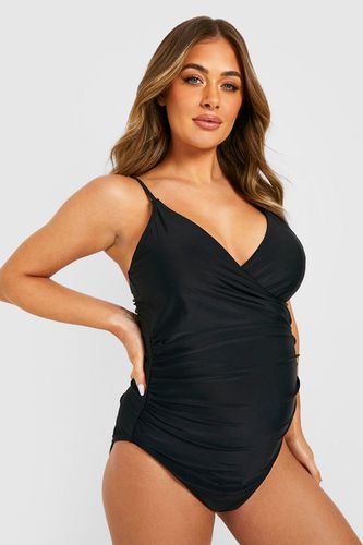 Womens Maternity Bump Control Wrap Swimsuit - - 12 - boohoo - Modalova