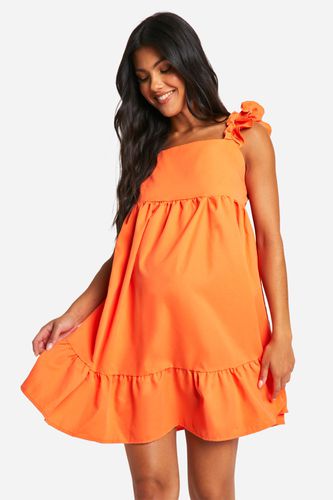 Womens Maternity Frill Sleeve Smock Mini Dress - - 10 - boohoo - Modalova