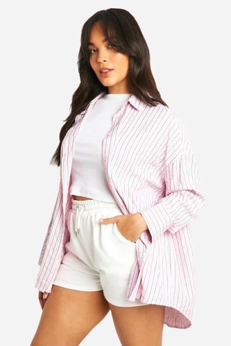 Womens Plus Oversized Contrast Stripe Shirt - - 24 - boohoo - Modalova