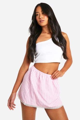 Womens Textured Stripe Lace Trim Mini Skirt - - 10 - boohoo - Modalova