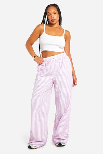 Womens Plus Contrast Waistband Stripe Wide Leg Trouser - - 24 - boohoo - Modalova