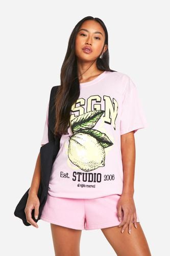Womens Dsgn Studio Lemon Varsity Oversized T-shirt - - L - boohoo - Modalova