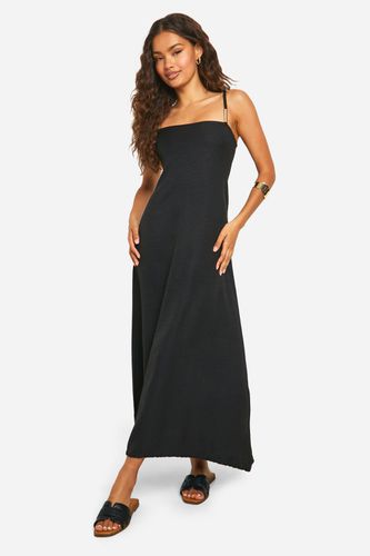 Womens Linen Look Strappy Metal Trim Midaxi Dress - - 18 - boohoo - Modalova