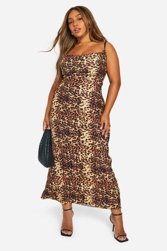 Womens Plus Leopard Print Cowl Neck Plisse Maxi Dress - - 18 - boohoo - Modalova