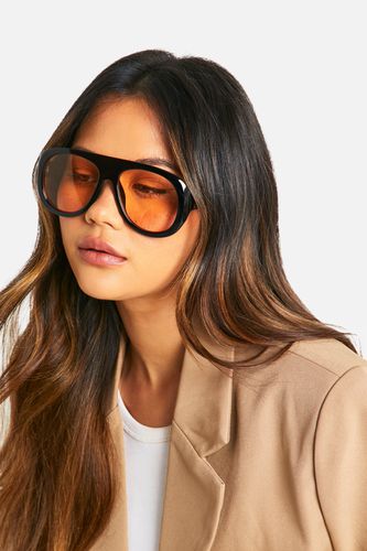 Womens Frame Oval Aviator Sunglasses - One Size - boohoo - Modalova