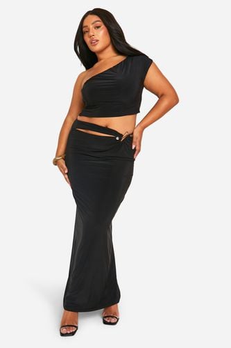 Womens Plus Double Slinky Cut Out Trim Detail Maxi Skirt - - 20 - boohoo - Modalova