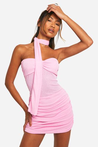 Womens Onion Skin Twist Sheer Mini Dress With Scarf - - 10 - boohoo - Modalova