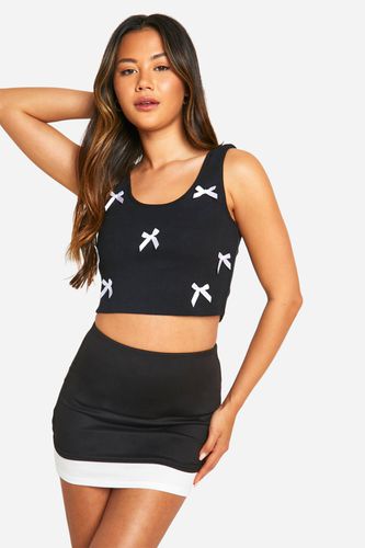 Womens Bow Vest Top - Black - 6 - boohoo - Modalova