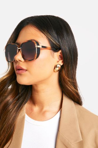 Womens Leopard Rectangular Sunglasses - - One Size - boohoo - Modalova
