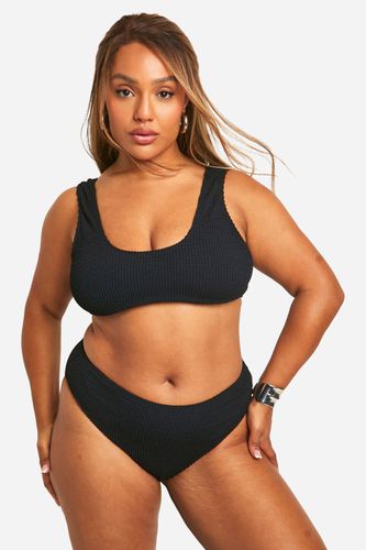 Womens Plus Crinkle Textured Scoop Bikini Set - - 16 - boohoo - Modalova
