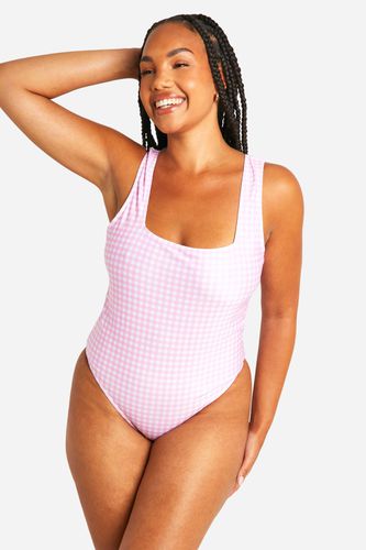 Womens Plus Gingham Print Swimsuit - - 16 - boohoo - Modalova