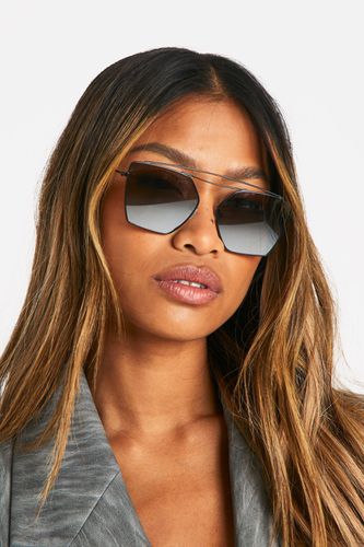 Womens Rectangular Aviator Sunglasses - - One Size - boohoo - Modalova