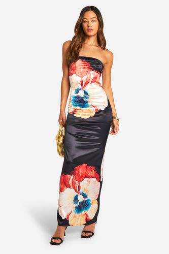 Womens Tall Satin Large Floral Maxi Dress - - 10 - boohoo - Modalova