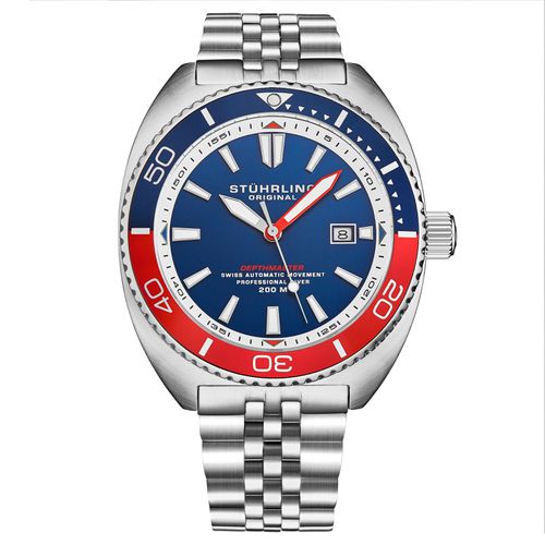 Swiss Automatic Depthmaster Diver Watch Stainless Steel Case With rotating Unidirectional Bezel and Stainless Steel 5 Link Jubilee Bracelet Water Resi - STÜHRLING Original - Modalova