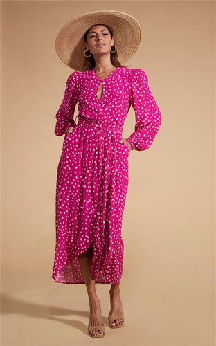 Womens Mabel Mock Wrap Front Midaxi Dress Long Sleeve Tie Waist Outfit - - 6 - Dancing Leopard - Modalova