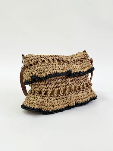 Womens Straw Shoulder Bag with Frill Detail - - One Size - SVNX - Modalova