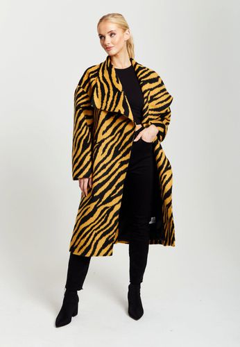 Womens Zebra Print Longline Coat In Mustard And Black - - 8 - NastyGal UK (+IE) - Modalova