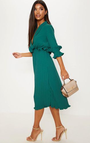 Womens Emerald Frill Detail Pleated Midi Dress - 4 - NastyGal UK (+IE) - Modalova