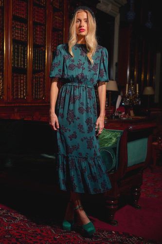 Womens Floral Puff Sleeve Midi Dress With Tiered Skirt In - 6 - NastyGal UK (+IE) - Modalova