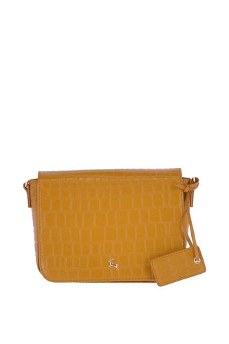 Womens 'Intenso Gialo' Croc-Embossed Leather Crossbody Bag - - One Size - Ashwood Leather - Modalova