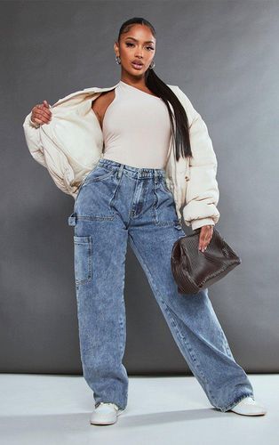 Womens Shape Vintage Wash Cargo Pocket Wide Leg Jeans - - 18 - NastyGal UK (+IE) - Modalova