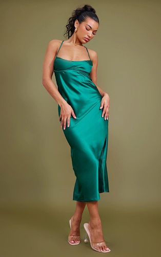Womens Emerald Satin Underbust Cross Back Midi Dress - 12 - NastyGal UK (+IE) - Modalova