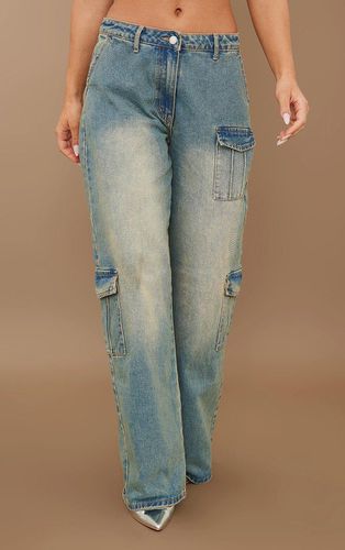 Womens Vintage Wash Cargo Pocket Lowrise Baggy Boyfriend Jeans - - 14 - NastyGal UK (+IE) - Modalova