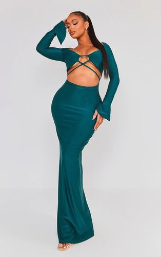 Womens Shape Emerald Slinky Cut Out Detail Long Sleeve Maxi Dress - 14 - NastyGal UK (+IE) - Modalova