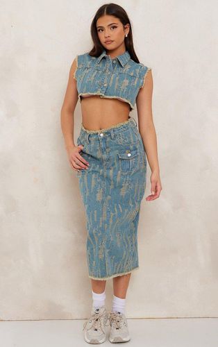 Womens Vintage Wash Distressed Midi Skirt - - 10 - NastyGal UK (+IE) - Modalova