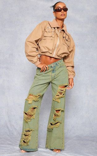 Womens Vintage Wash Green Tint Distressed Extreme Wide Leg Jeans - - 6 - NastyGal UK (+IE) - Modalova