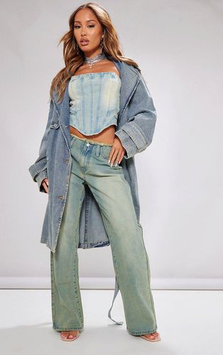 Womens Petite Vintage Wash Fray Waist Low Rise Straight Leg Jeans - - 4 - NastyGal UK (+IE) - Modalova