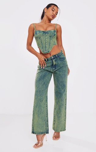 Womens Green Tint Vintage Wash Mid Rise Wide Leg Jeans - - 10 - NastyGal UK (+IE) - Modalova