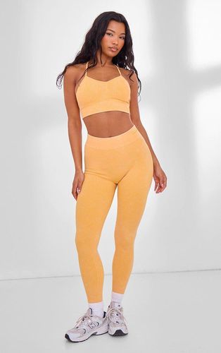 Womens PLT Sport Mustard Acid Wash Seamless Rib High Waist Gym Leggings - - S - NastyGal UK (+IE) - Modalova