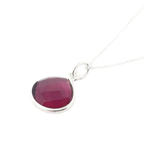 Womens Ruby July Birthstone Sterling Silver Pendant Charm Necklace - - 18 inches - Harfi - Modalova