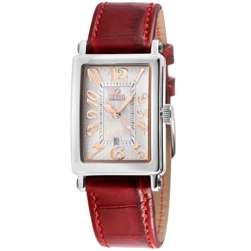 Womens Ave of Americas Mini Swiss Quartz,White MOP Dial Watch, Genuine Handmade Leather Watch - One Size - Gevril - Modalova