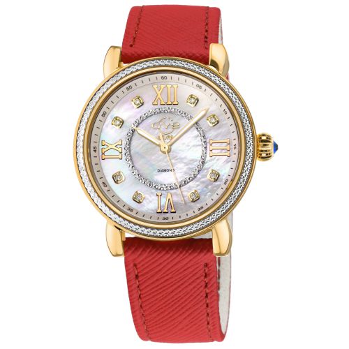 Womens Marsala Diamond , Genuine Saffiano Vegan Leather Strap Swiss Quartz Watch - One Size - GV2 - Modalova