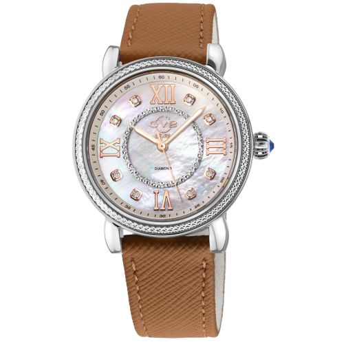 Womens Marsala Diamond , Genuine Beige Saffiano Vegan Leather Strap Swiss Quartz Watch - - One Size - GV2 - Modalova