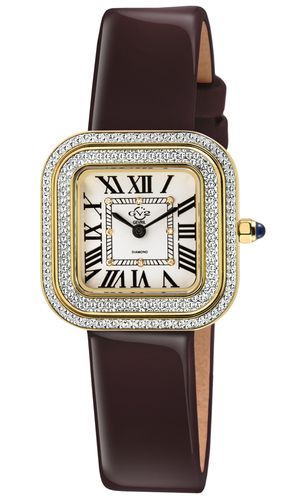 Womens Bellagio Swiss Made Diamond Watch, Silver-White Dial, Genuine Handmade Burgundy Leather Strap - - One Size - GV2 - Modalova