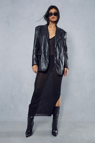 Womens Oversized Leather Look Blazer - - 10 - MISSPAP - Modalova