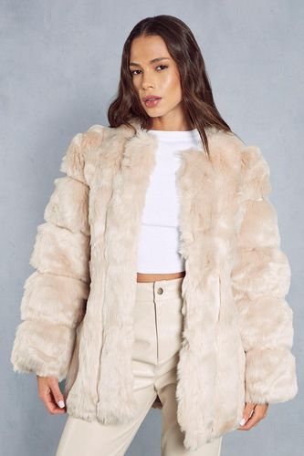 Womens Oversized Luxe Panelled Faux Fur Coat - - 8 - MISSPAP - Modalova