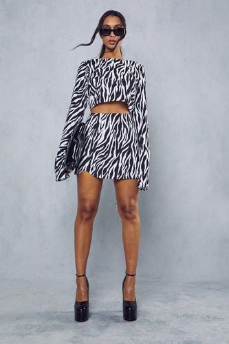 Womens Zebra Print Shoulder Pad Top Skirt Co-ord - - 10 - MISSPAP - Modalova