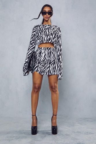 Womens Zebra Print Shoulder Pad Top Skirt Co-ord - - 16 - MISSPAP - Modalova