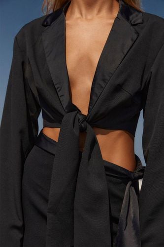 Womens Tailored Cropped Tie Blazer - - 6 - MISSPAP - Modalova