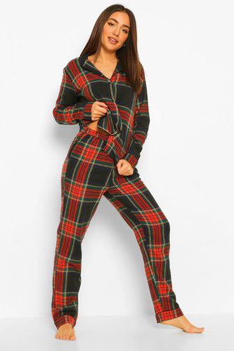 Womens check Check Print Christmas Pyjamas Trouser Set - - 10 - boohoo - Modalova