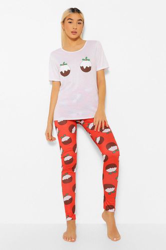 Womens Christmas Pudding Pyjama Set - - 10 - boohoo - Modalova