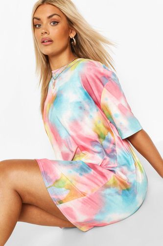 Womens Plus Tie Dye Oversized Beach T-Shirt Dress - - 22 - boohoo - Modalova