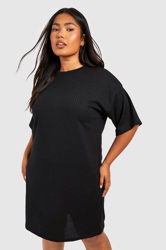 Womens Plus Basic Soft Rib Oversized T-Shirt Dress - - 16 - boohoo - Modalova