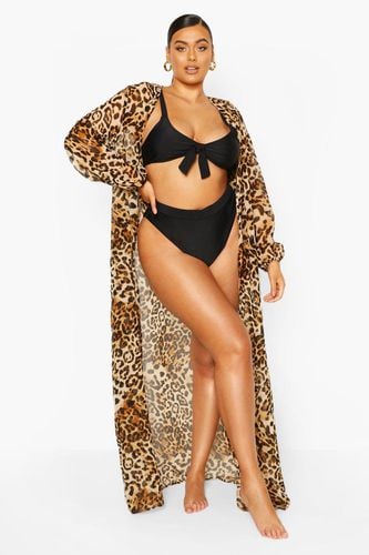 Womens Plus Leopard Print Beach Kimono - - 18 - boohoo - Modalova
