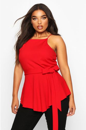 Womens Plus Crepe Tie Front Asymmetric Top - - 16 - boohoo - Modalova